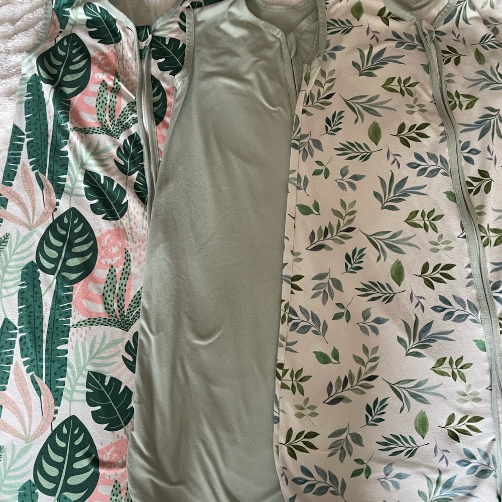 Leafy Green and Pink Kids Footie